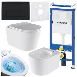 ZESTAW PODTYNKOWY WC STELAŻ GEBERIT DUOFIX MISKA ELITE-WH-03 PRZYCISK DELTA 50 CZARNY POŁYSK