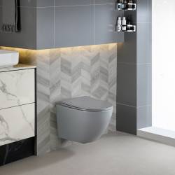 MISKA WC WISZĄCA RIMLESS PEAK-MTGR-RIM-03 SZARY MAT DESKA WOLNOOPADAJĄCA DUROPLAST PEAK-MTGR-RIM-03