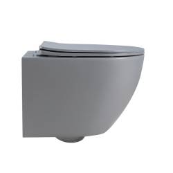 MISKA WC WISZĄCA RIMLESS PEAK-MTGR-RIM-03 SZARY MAT DESKA WOLNOOPADAJĄCA DUROPLAST PEAK-MTGR-RIM-03