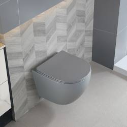 MISKA WC WISZĄCA RIMLESS PEAK-MTGR-RIM-03 SZARY MAT DESKA WOLNOOPADAJĄCA DUROPLAST PEAK-MTGR-RIM-03