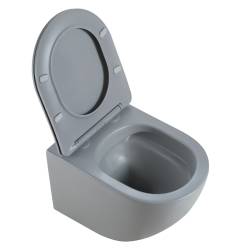 MISKA WC WISZĄCA RIMLESS PEAK-MTGR-RIM-03 SZARY MAT DESKA WOLNOOPADAJĄCA DUROPLAST PEAK-MTGR-RIM-03