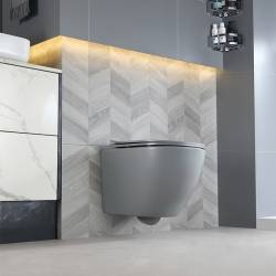 MISKA WC WISZĄCA RIMLESS PEAK-MTGR-RIM-03 SZARY MAT DESKA WOLNOOPADAJĄCA DUROPLAST PEAK-MTGR-RIM-03