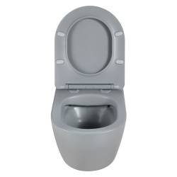 MISKA WC WISZĄCA RIMLESS PEAK-MTGR-RIM-03 SZARY MAT DESKA WOLNOOPADAJĄCA DUROPLAST PEAK-MTGR-RIM-03