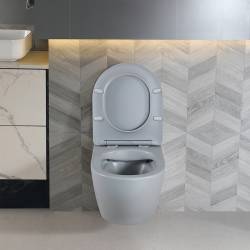 MISKA WC WISZĄCA RIMLESS PEAK-MTGR-RIM-03 SZARY MAT DESKA WOLNOOPADAJĄCA DUROPLAST PEAK-MTGR-RIM-03