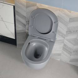 MISKA WC WISZĄCA TORNADO FLOW-MTGR-TR-03 SZARY MAT DESKA WOLNOOPADAJĄCA DUROPLAST FLOW-MTGR-TR-03