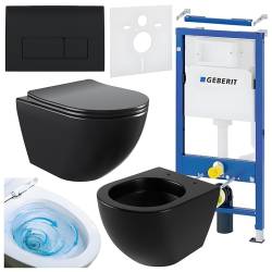 ZESTAW PODTYNKOWY WC STELAŻ GEBERIT DUOFIX MISKA NERO-MTB-03 PRZYCISK DELTA 50 CZARNY POŁYSK
