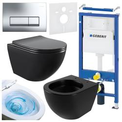 ZESTAW PODTYNKOWY WC STELAŻ GEBERIT DUOFIX MISKA NERO-MTB-03 PRZYCISK DELTA 50 CHROM