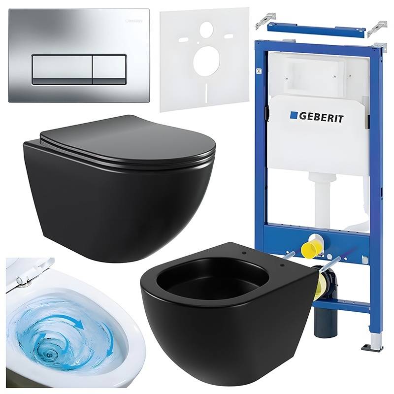 ZESTAW PODTYNKOWY WC STELAŻ GEBERIT DUOFIX MISKA NERO-MTB-03 PRZYCISK DELTA 50 CHROM