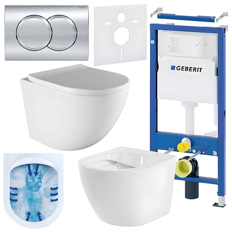 ZESTAW PODTYNKOWY WC STELAŻ GEBERIT DUOFIX MISKA PURO-WH-02 PRZYCISK DELTA 01 CHROM
