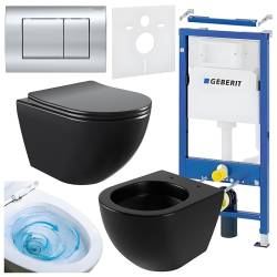 ZESTAW PODTYNKOWY WC STELAŻ GEBERIT DUOFIX MISKA NERO-MTB-03 PRZYCISK DELTA 30 CHROM