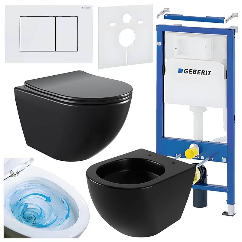 ZESTAW PODTYNKOWY WC STELAŻ GEBERIT DUOFIX MISKA NERO-MTB-03 PRZYCISK DELTA 30 BIAŁY