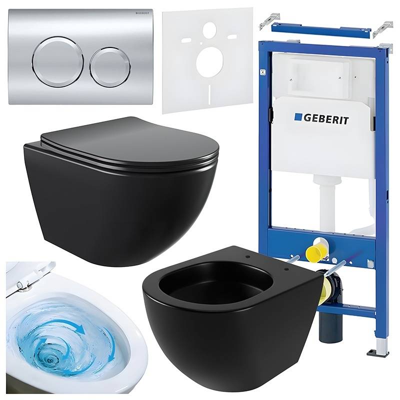 ZESTAW PODTYNKOWY WC STELAŻ GEBERIT DUOFIX MISKA NERO-MTB-03 PRZYCISK DELTA 20 CHROM