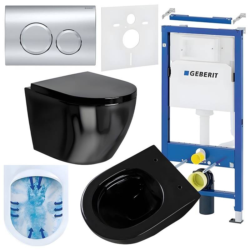 ZESTAW PODTYNKOWY WC STELAŻ GEBERIT DUOFIX MISKA MIZU-BL-RIM-02 PRZYCISK DELTA 20 CHROM