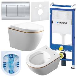 ZESTAW PODTYNKOWY WC STELAŻ GEBERIT DUOFIX MISKA MIZU-WH-GL-RIM-02 PRZYCISK DELTA 50 CHROM