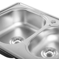 ZLEWOZMYWAK DWUKOMOROWY STALOWY 78X50CM INOX ZLEW KUCHENNY KALF2 2 GATUNEK