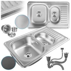 ZLEWOZMYWAK DWUKOMOROWY STALOWY 78X50CM INOX ZLEW KUCHENNY KALF2 2 GATUNEK
