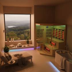 SAUNA INFRARED/FIŃSKA MOSS1 Z PIECEM HARVIA 6KW 4-5 OSOBOWA 150x150 CM 2w1 MOSS1 NEW