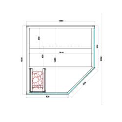 SAUNA INFRARED/FIŃSKA MOSS1 Z PIECEM HARVIA 6KW 4-5 OSOBOWA 150x150 CM 2w1 MOSS1 NEW