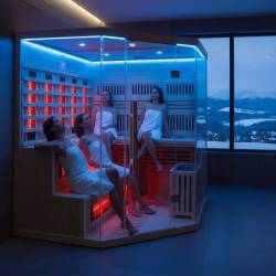 SAUNA INFRARED/FIŃSKA MOSS2 Z PIECEM HARVIA 8KW 5-6 OSOBOWA 200x200 CM 2w1 MOSS2 NEW