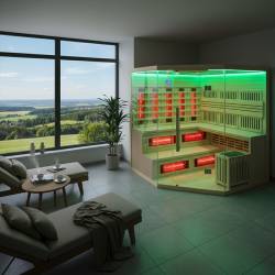 SAUNA INFRARED/FIŃSKA MOSS2 Z PIECEM HARVIA 8KW 5-6 OSOBOWA 200x200 CM 2w1 MOSS2 NEW