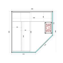 SAUNA INFRARED/FIŃSKA MOSS2 Z PIECEM HARVIA 8KW 5-6 OSOBOWA 200x200 CM 2w1 MOSS2 NEW