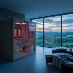 SAUNA KOMBO INFRARED/FIŃSKA HELSI3 Z PIECEM 6kW 3-4 OSOBOWA 160x160 CM 2w1 HELSI3 NEW