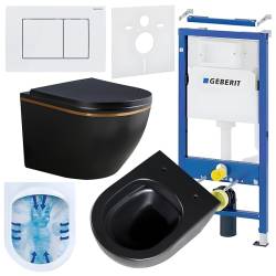 ZESTAW PODTYNKOWY WC STELAŻ GEBERIT DUOFIX MISKA PEAK-MTB-GL-RIM-02 PRZYCISK DELTA 30 BIAŁY