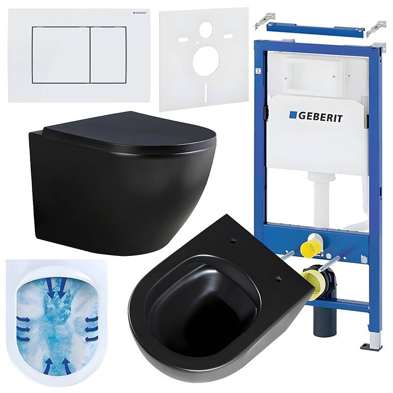 ZESTAW PODTYNKOWY WC STELAŻ GEBERIT DUOFIX MISKA PEAK-MTB-RIM-02 PRZYCISK DELTA 30 BIAŁY