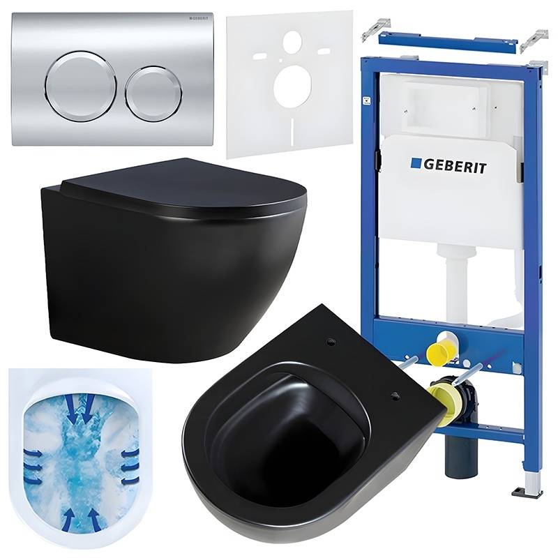 ZESTAW PODTYNKOWY WC STELAŻ GEBERIT DUOFIX MISKA PEAK-MTB-RIM-02 PRZYCISK DELTA 20 CHROM