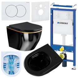 ZESTAW PODTYNKOWY WC STELAŻ GEBERIT DUOFIX MISKA MIZU-BL-GL-RIM-03 PRZYCISK DELTA 01 BIAŁY