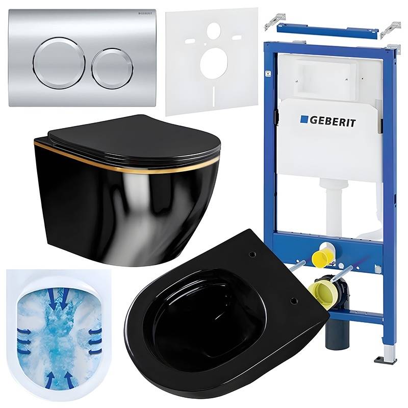 ZESTAW PODTYNKOWY WC STELAŻ GEBERIT DUOFIX MISKA MIZU-BL-GL-RIM-03 PRZYCISK DELTA 20 CHROM