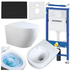 ZESTAW PODTYNKOWY WC STELAŻ GEBERIT DUOFIX MISKA MIZU-WH-TR-02 PRZYCISK DELTA 50 CZARNY MAT
