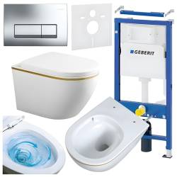ZESTAW PODTYNKOWY WC STELAŻ GEBERIT DUOFIX MISKA MIZU-WH-GL-TR-02 PRZYCISK DELTA 50 CHROM