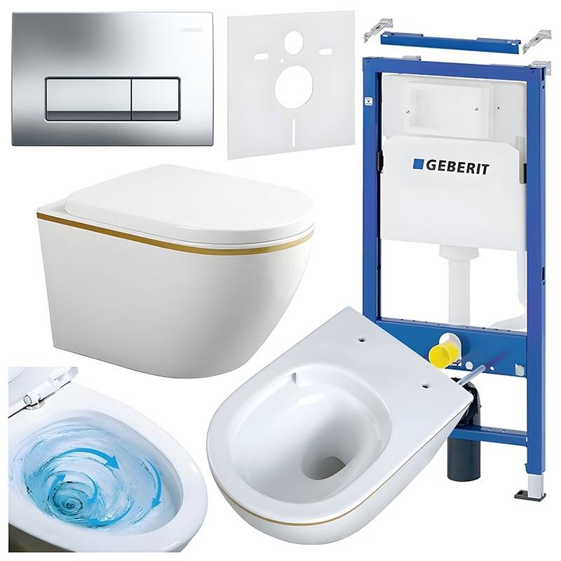 ZESTAW PODTYNKOWY WC STELAŻ GEBERIT DUOFIX MISKA MIZU-WH-GL-TR-02 PRZYCISK DELTA 50 CHROM