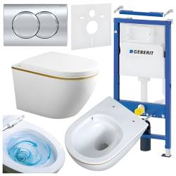 ZESTAW PODTYNKOWY WC STELAŻ GEBERIT DUOFIX MISKA MIZU-WH-GL-TR-02 PRZYCISK DELTA 01 CHROM