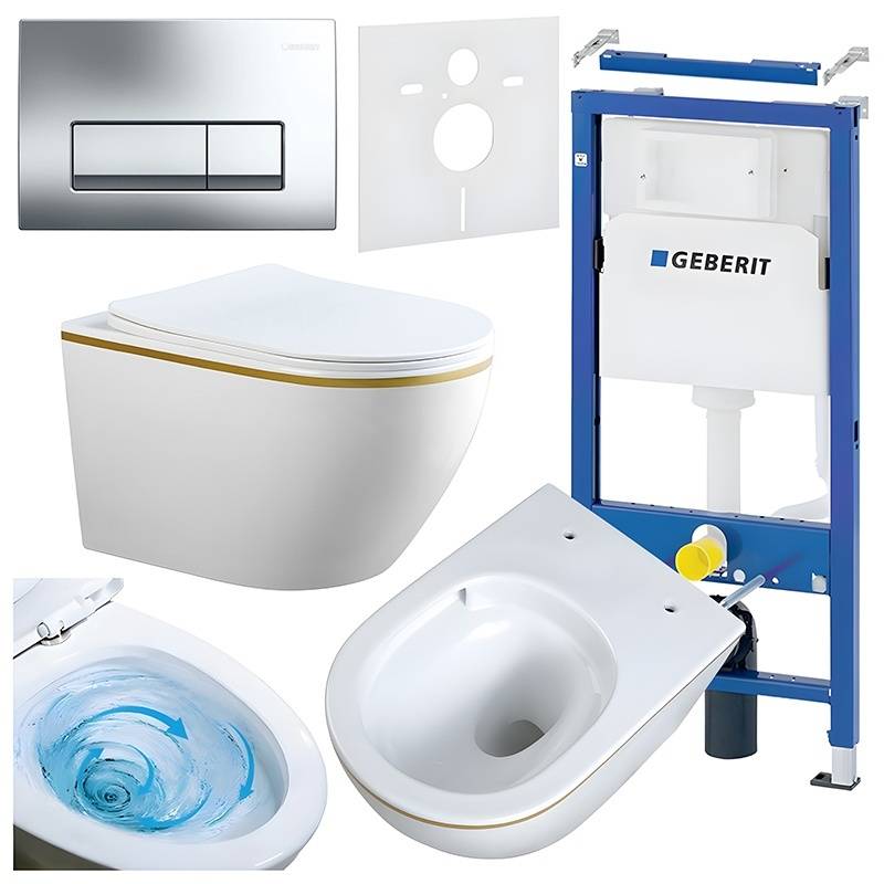 ZESTAW PODTYNKOWY WC STELAŻ GEBERIT DUOFIX MISKA MIZU-WH-GL-TR-03 PRZYCISK DELTA 50 CHROM