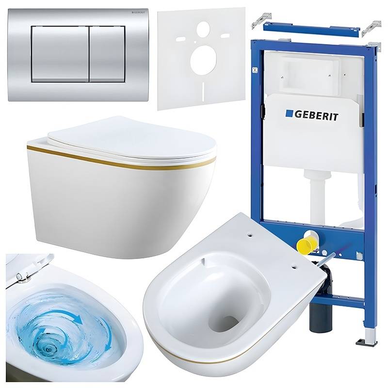 ZESTAW PODTYNKOWY WC STELAŻ GEBERIT DUOFIX MISKA MIZU-WH-GL-TR-03 PRZYCISK DELTA 30 CHROM