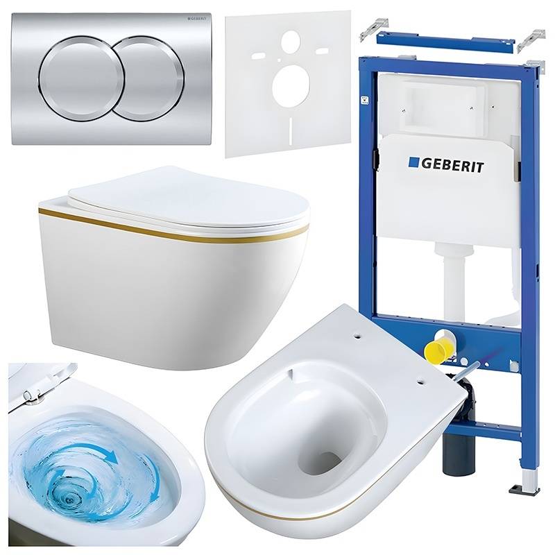 ZESTAW PODTYNKOWY WC STELAŻ GEBERIT DUOFIX MISKA MIZU-WH-GL-TR-03 PRZYCISK DELTA 01 CHROM