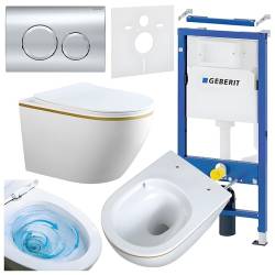 ZESTAW PODTYNKOWY WC STELAŻ GEBERIT DUOFIX MISKA MIZU-WH-GL-TR-03 PRZYCISK DELTA 20 CHROM