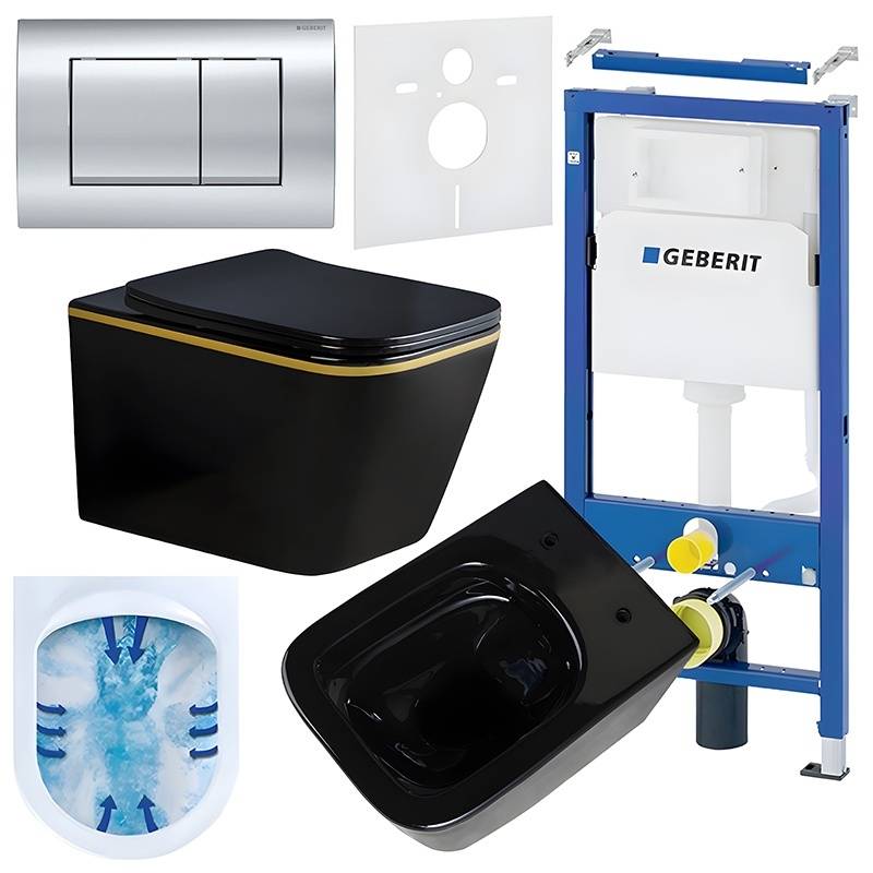 ZESTAW PODTYNKOWY WC STELAŻ GEBERIT DUOFIX MISKA RAIN-BL-GL-RIM-03 PRZYCISK DELTA 30 CHROM