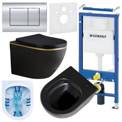 ZESTAW PODTYNKOWY WC STELAŻ GEBERIT DUOFIX MISKA PEAK-MTB-GL-RIM-03 PRZYCISK DELTA 30 CHROM