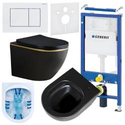 ZESTAW PODTYNKOWY WC STELAŻ GEBERIT DUOFIX MISKA PEAK-MTB-GL-RIM-03 PRZYCISK DELTA 30 BIAŁY
