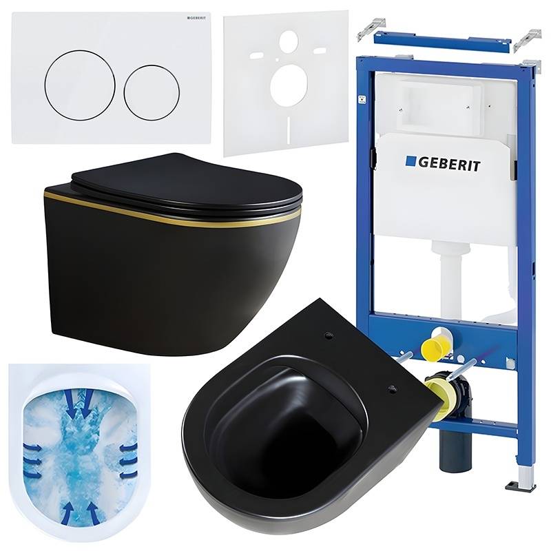 ZESTAW PODTYNKOWY WC STELAŻ GEBERIT DUOFIX MISKA PEAK-MTB-GL-RIM-03 PRZYCISK DELTA 20 BIAŁY