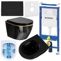 ZESTAW PODTYNKOWY WC STELAŻ GEBERIT DUOFIX MISKA MIZU-BL-GL-RIM-02 PRZYCISK DELTA 50 CZARNY MAT