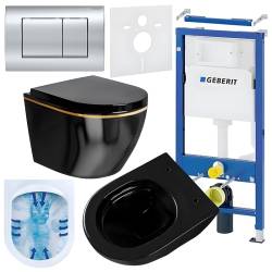 ZESTAW PODTYNKOWY WC STELAŻ GEBERIT DUOFIX MISKA MIZU-BL-GL-RIM-02 PRZYCISK DELTA 30 CHROM