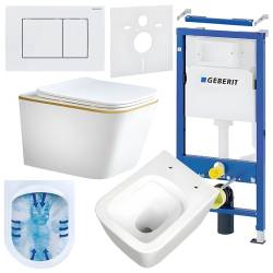 ZESTAW PODTYNKOWY WC STELAŻ GEBERIT DUOFIX MISKA RAIN-WH-GL-RIM-03 PRZYCISK DELTA 30 BIAŁY