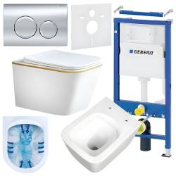 ZESTAW PODTYNKOWY WC STELAŻ GEBERIT DUOFIX MISKA RAIN-WH-GL-RIM-03 PRZYCISK DELTA 20 CHROM