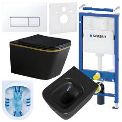 ZESTAW PODTYNKOWY WC STELAŻ GEBERIT DUOFIX MISKA RAIN-MTB-GL-RIM-03 PRZYCISK DELTA 50 BIAŁY