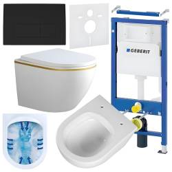 ZESTAW PODTYNKOWY WC STELAŻ GEBERIT DUOFIX MISKA PEAK-WH-GL-RIM-02 PRZYCISK DELTA 50 CZARNY MAT