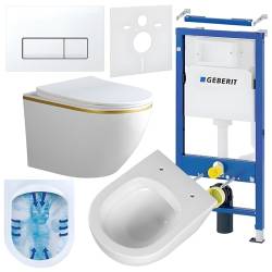 ZESTAW PODTYNKOWY WC STELAŻ GEBERIT DUOFIX MISKA PEAK-WH-GL-RIM-03 PRZYCISK DELTA 50 BIAŁY